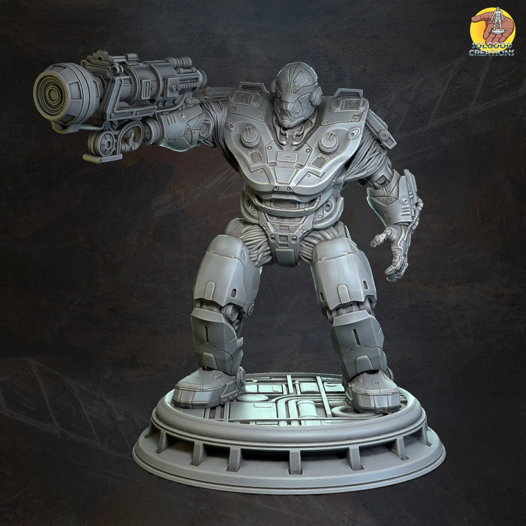 Auto-Guard, Prison Robot Guard with Riot Suppression Cannon - Standing | Pre-Supported